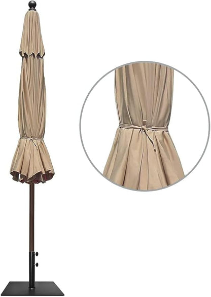 EliteShade USA 10-Year-Non-Fading 11Ft Market Umbrella Patio Outdoor Cylinder Auto Push-up Table Umbrella with Ventilation, Heather Beige