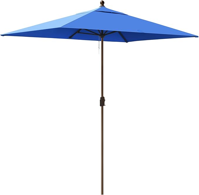EliteShade USA 10-Year-Non-Fading 6.5x10Ft Rectangular Market Umbrella Patio Umbrella Outdoor Table Umbrella with Ventilation（Royal Blue）
