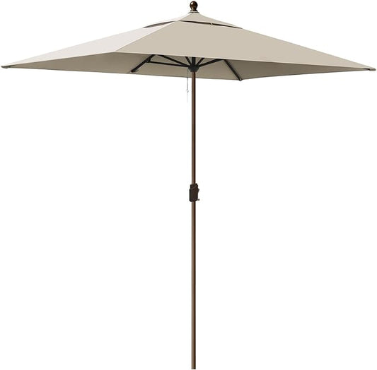 EliteShade USA 10-Year-Non-Fading 6.5x10Ft Rectangular Market Umbrella Patio Umbrella Outdoor Table Umbrella with Ventilation, Antique Beige