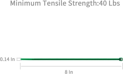 XINGO 8 Inch Green Cable Zip Ties (500 Pack), 40 Lbs Tensile Strength-Heavy Duty, Self-Locking Nylon Plastic Nylon Wire Ties for indoor and outdoor use