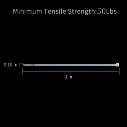 XINGO 100PCS Heavy Duty Cable Zip Ties, Premium Nylon, 50 Pound Tensile Strength, White, 8 Inch