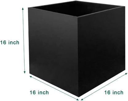 Galvanized Steel Planter Box Black Metal Planter Large Square Indoor Outdoor Planters Cube Steel Heavy Duty Flower Pot 16Inch Powder Coating Modern Commercial Residential for Patio, Deck, Yard, Garden