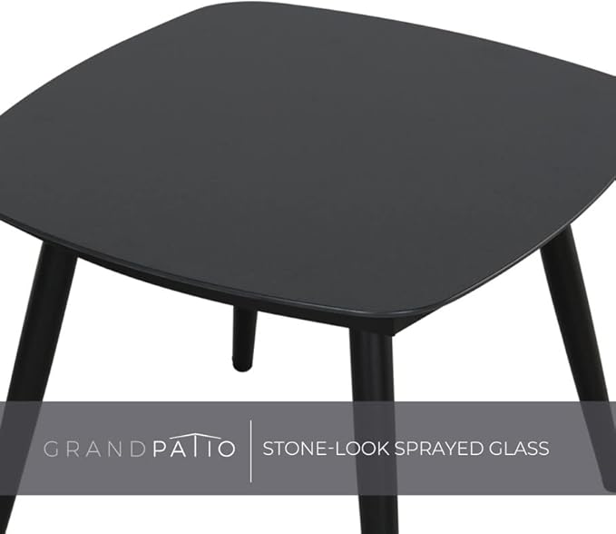 Grand patio Outdoor Bistro Set 3 Pieces Leather-Look Wicker Patio Chairs Set Powder Coated Aluminum Frame with Outdoor Chairs Set of 2 and Side Table for Garden Backyard Balcony Brown