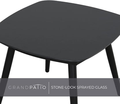 Grand patio Outdoor Bistro Set 3 Pieces Leather-Look Wicker Patio Chairs Set Powder Coated Aluminum Frame with Outdoor Chairs Set of 2 and Side Table for Garden Backyard Balcony Brown