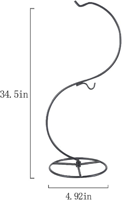 Hanging Stand Iron S-Shape Display Stand for Planter Terrarium Witch Ball Christmas Ornament (Black, 3 Levels)