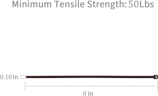 XINGO 1000 PCS Brown Zip Ties 8 Inch, 60 LBS Tensile Strength, Self-Locking Nylon Plastic Nylon Wire Ties for Indoor and Outdoor Use