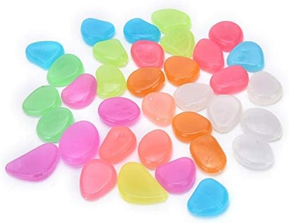 Oubest Glow in The Dark Pebbles/Glow Stones/Glowing Rocks Blue Decor for Garden/Fish Tank/Aquarium/Walkway/Driveway/Plant Pots/Bonsai (100, Multi-Colored)