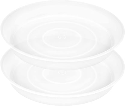 2 Pack of 19 inch Plant Saucer, 2.7" Depth Tray, Large Deep Garden Plastic Flower Planter Plant Trays for Indoors Outdoor Bath Bath (19", Clear)