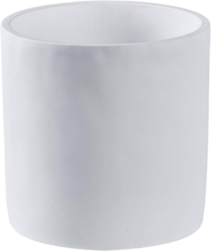 11 Inch Pot for Plants, Large Cement Planter with Drainage Hole, Mid-Century Modern Concrete Flower Pots for Home Decor, Office & Outdoor (White)