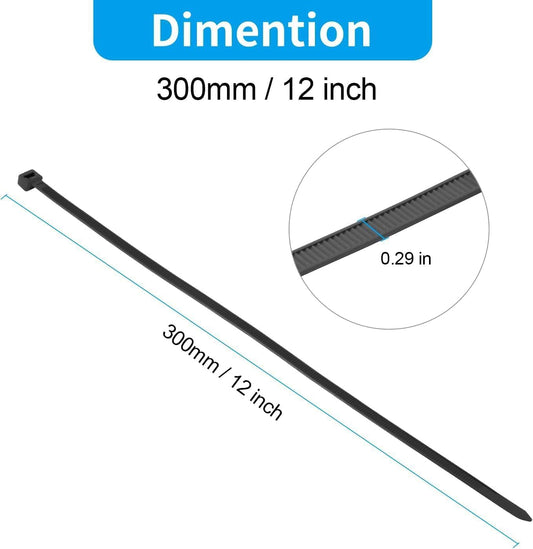 XINGO 12 Inch Blue Zip Ties Heavy Duty 100 Pack, 120 LBS Tensile Strength, Premium Nylon Cable Wire Ties, Self-locking Plastic Ties for Indoor and Outdoor Use