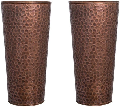 H Potter Large Tall Planter Pots Outdoor Indoor Copper Flower Decorative Set of Two GAR684 (Set of Two)
