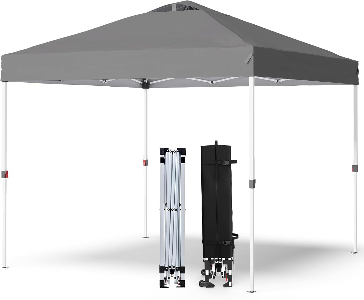 Shades 10x10 Pop Up Canopy with One Push Setup,Heavy Duty Beach Tent with Wheels for Easy Moving, Sun Shelter for Parties,Events, Outdoor Gazebo with 420D Coated Waterproof Grey Fabric