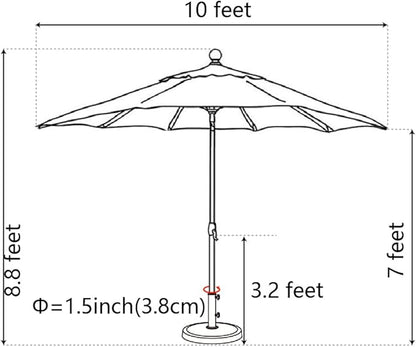 EliteShade USA 10-Year-Non-Fading 10Ft Market Umbrella Patio Umbrella Outdoor Table Umbrella with Ventilation, Antique Beige