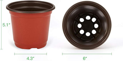 JERIA 200 Pack 6 Inch Plastic Nursery Pots Comewith Drainage Holes, Seedling Flower Plant Container and Seed Starting Pots with 200 Pcs Labels