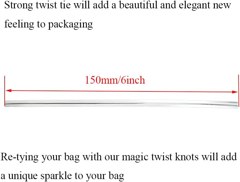 HAHIYO 300Pcs 6inches Silver Metal Twist Ties Bread Candy Coffee Bag Ties Plant Garden Twist Ties for Cellophane Treat Bags Gift Wraping Bags Plastic Bags Halloween Party Cake Present Art Crafts