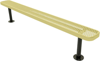 Heavy-Duty Outdoor Bench Thermoplastic Coated, Expanded Metal, Commercial-Grade Seating, Made in America (Surface Without Back, 8 Ft, Textured Sandstone)