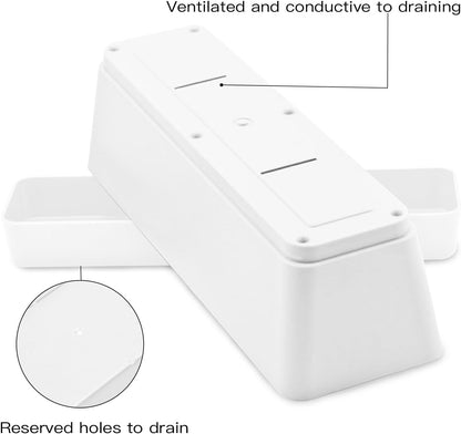 Lainrrew 3 Pack Window Box Planters, 12 Inches Rectangular Planter Plastic Flower Box Plant Pots Plant Containers with Tray for Balcony, Windowsill, Garden, Home Office Outdoor Decoration, White