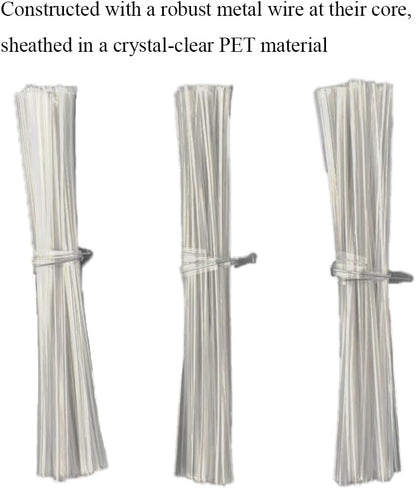 HAHIYO 300Pcs 8inches Cear Metal Twist Ties Bread Candy Coffee Bag Ties Plant Garden Twist Ties for Cellophane Treat Bags Gift Wraping Bags Plastic Bags Halloween Party Cake Present Art Crafts