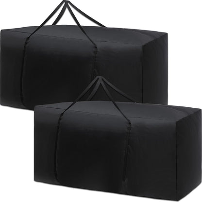 Silkfly 2 Pcs Patio Cushion Storage Bags 48" L x 15" W x 22" H Outdoor Cushion Storage Bag Extra Large Zippered Furniture Pillow Protective Storage Bag Black 420D Oxford Fabric Christmas Tree Storage
