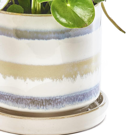 CHIVE ‘Minute’ Ceramic Planter Pot — Cute 5” Colorful Succulent Pots for Indoor & Outdoor House Plants — Beautiful Modern Farmhouse Kitchen Decor — Blue Green Layers