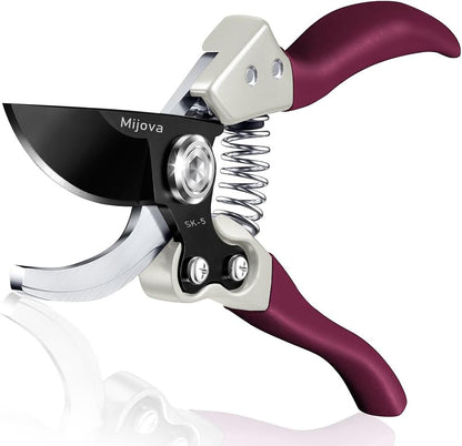 Gardening Scissors, Precision Pruning shears for Branches Shrubs and Vines, High-Carbon SK5 Steel Stays Sharp Longer for Clean Cuts that Promote Plant Health