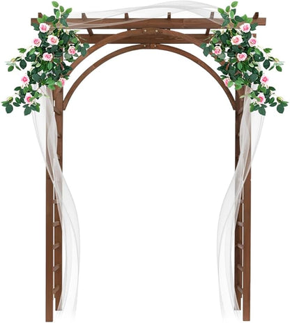 Wooden Wedding Arch, Wooden Pergola, Photo Booth Backdrop Stand, Garden Trellis Archway for Weddings, Parties, Indoor, Outdoor, Backdrops Decorations (63" L x 24" W x 85" H)