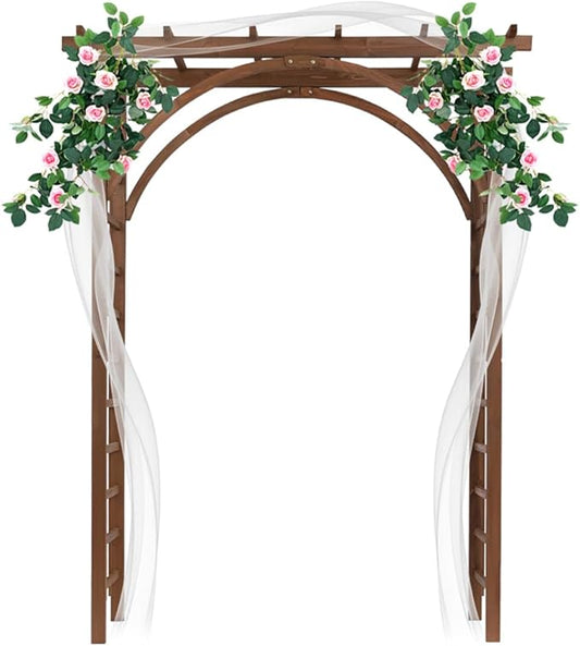 Wooden Wedding Arch, Wooden Pergola, Photo Booth Backdrop Stand, Garden Trellis Archway for Weddings, Parties, Indoor, Outdoor, Backdrops Decorations (63" L x 24" W x 85" H)