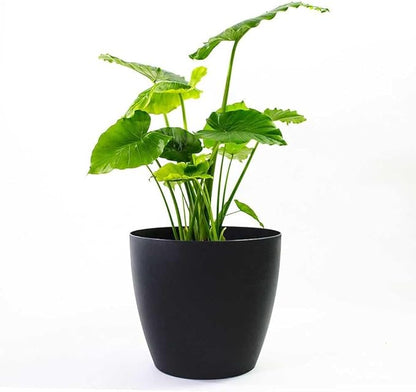 Memphis 15" Round Indoor Floor Planter Pot – Lightweight & Durable Plastic, Modern Design, Made in USA, Recyclable Large Plant Container for Home & Office Décor (Black)