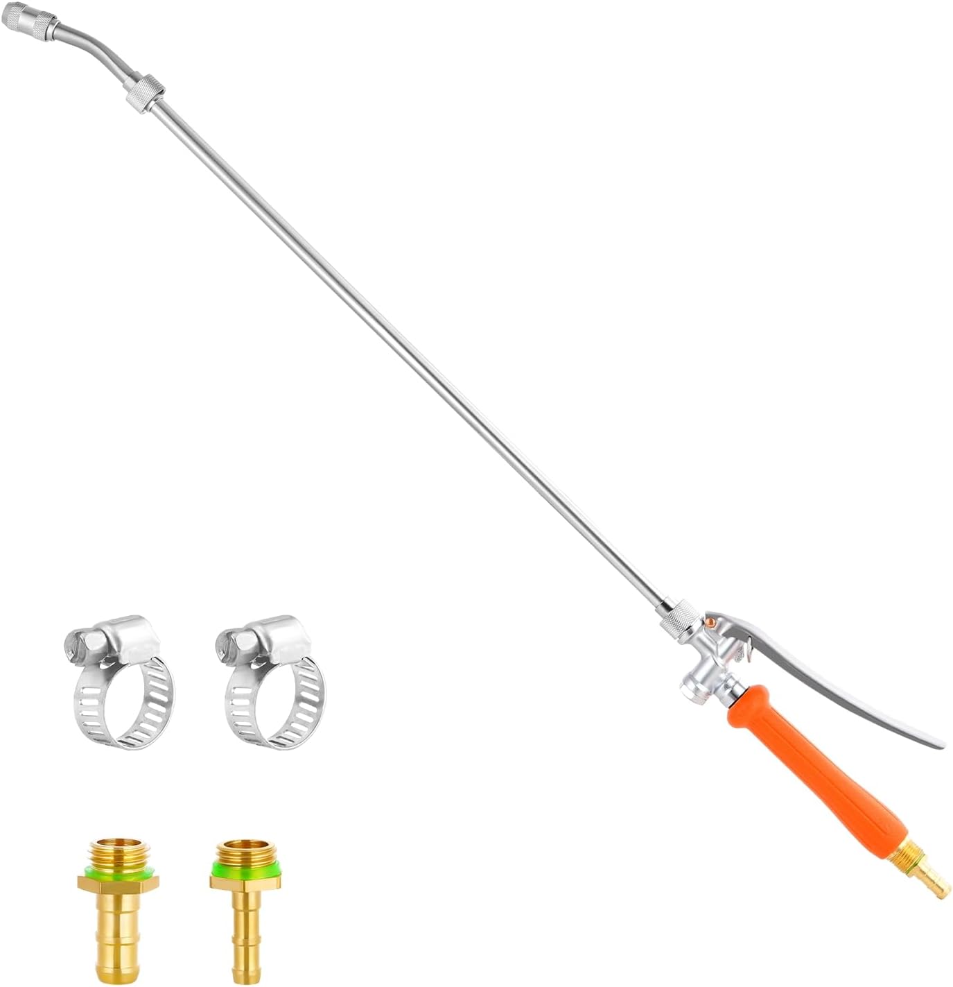 29 Inch Spray Wand Replacement, Brass Barb Match 1/4" & 3/8" Sprayer Wand Hoses, Adjustable Nozzle Stainless Steel Sprayer Wand with Shut off Valve for Weed Garden Car Wash (Orange, 29 inches*1)