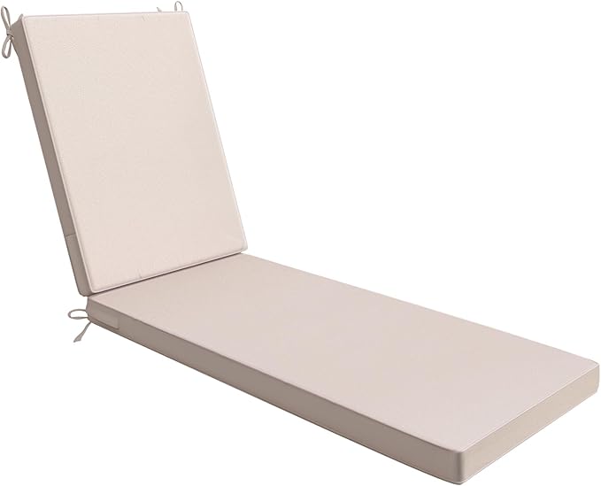 AAAAAcessories Outdoor Chaise Lounge Cushions, Waterproof, Fade-Resistant Patio Furniture Replacement Cushions, 80" x 26" x 3", Khaki Beige
