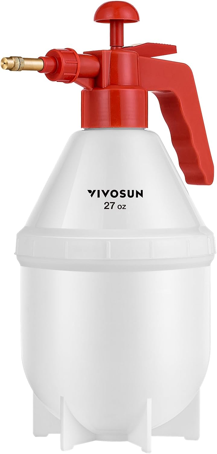 VIVOSUN 27oz Pump Sprayer, Handheld Garden Water Sprayer Bottle with Adjustable Brass Nozzle, for Spraying Plants, Flowers, Weeds and Cleaning, Red