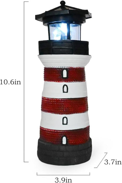 Solar Lighthouse with Rotating Beacon – Led Light House for Yard Garden Nautical Decor Lamp Outdoor Decoration Lawn Ornament Outside Statue Mother Day Gift for Mom