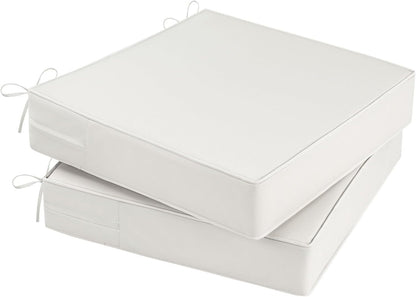 Outdoor Chair Cushions Set of 2 for Patio Furniture 22x22x4 Inch Waterproof Patio Chair Cushion 3 Year Color Fastness Square Elastic Foam Garden Sofa Couch Pads with Ties and Handle,Beige