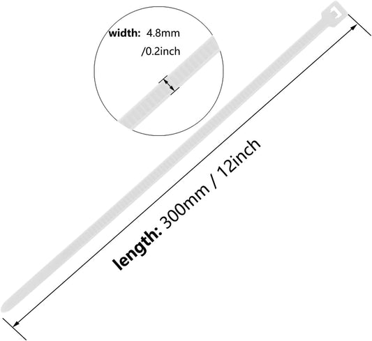 12 Inch Zip Ties Blue 1000 PCS, 50 Lbs- Heavy Duty Tensile Strength, Nylon PA66 UV Resistant Cable Ties for Indoor and Outdoor Use - Ideal for object bundling and fastening