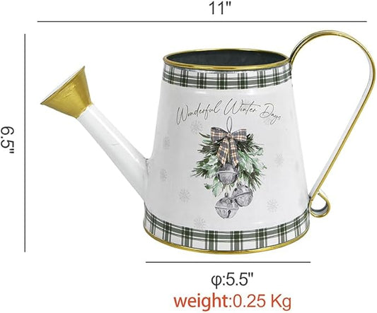 Small Christmas Decorative Watering Can for Indoor Plants Metal Watering Can Outdoor for Bonsai Balcony Courtyard Garden Flower Christmas Decorative