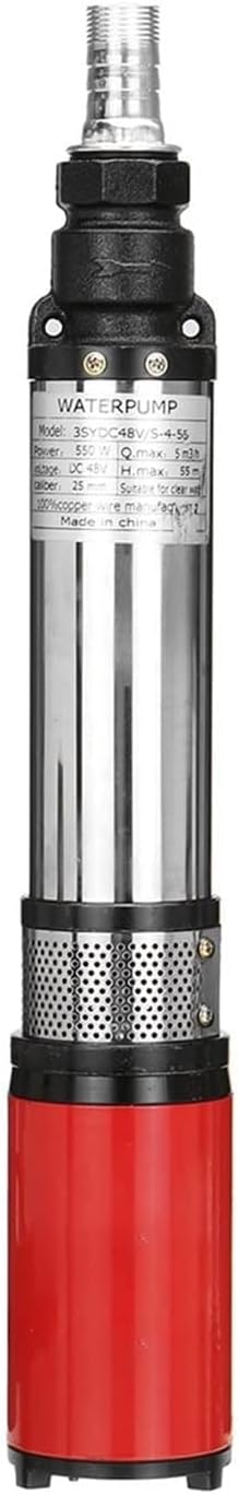 Deep Well Pump 3Inch Tube 24V DC Solar Submersible Well Pump Stainless Steel Water Pump for Well Submersible 1"Outlet Submersible Deep Water Pump 300W for Home Garden Pool Agricultural Irrigation