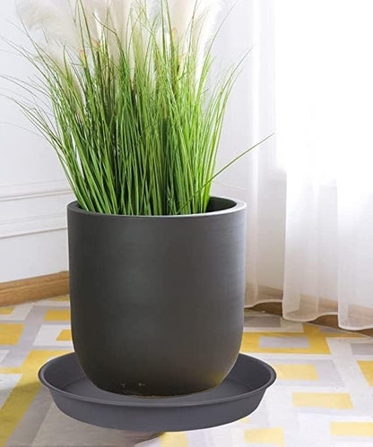 6 Pack of 12 inch Plant Saucer Gray, Heavy Duty Plastic Plant Saucer 12 inch Round, Durable Plant Tray for Pots, Flower Saucers for Indoors, Plant Trays for Planter 11"/12" (12", Cement Gray)