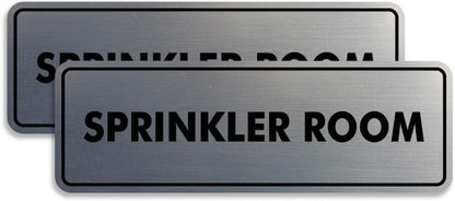 Signs ByLITA Standard Sprinkler Room Sign (Brushed Silver) - Large 2 Pack