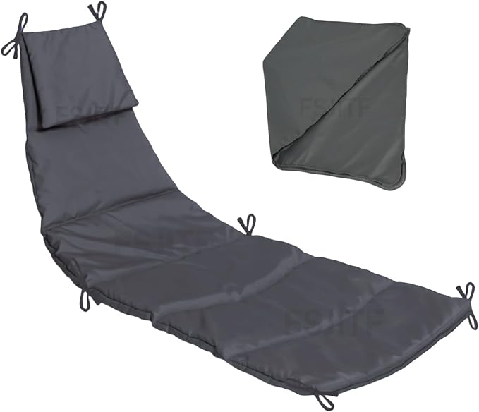 Outdoor Swing Chaise Lounge Replacement 2 pcs Cushion and Canopy,for Patio Furniture Hanging Hammock Chair Pad, Sun Resistant Breathable Waterproof