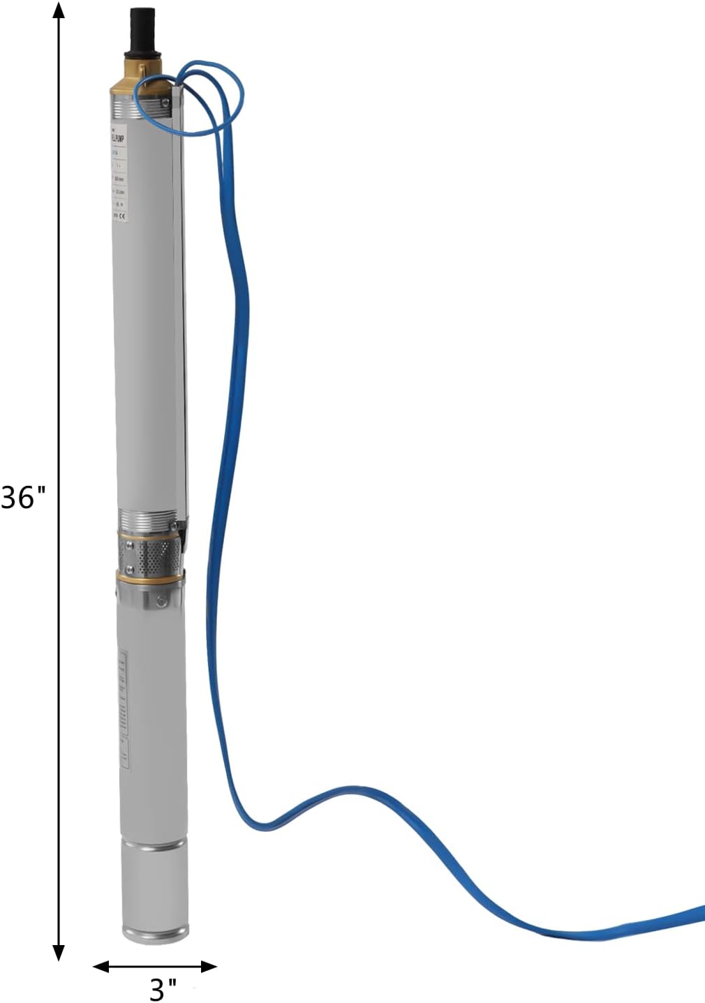Deep Well Submersible Pump AC 110V 550W Electric Submersible Water Pump, 16 GPM Flow, 295ft Lift, Farm Ranch Irrigation Submersible Bore Hole Deep Well Pump 3420 RPM