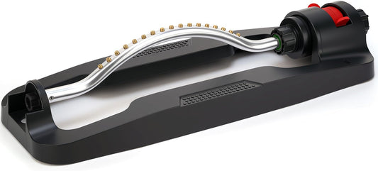 Lawn Sprinkler,Garden Oscillating Sprinkler,17 Brass Nozzles,Heavy Weight Thick and Sturdy Plastics Base with Metal Blocks,Up to 3600 Square Feet,Stable and Durable.