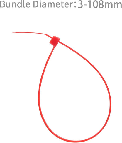 XINGO 100PCS Cable Zip Ties Heavy Duty, Premium Nylon Plastic Wire Ties with 50 Pounds Tensile Strength, Self-Locking Black Nylon Zip Ties for Indoor and Outdoor (16 inch, Red)