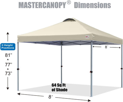 MASTERCANOPY Durable Pop-up Canopy Tent with Roller Bag (8x8, Beige)