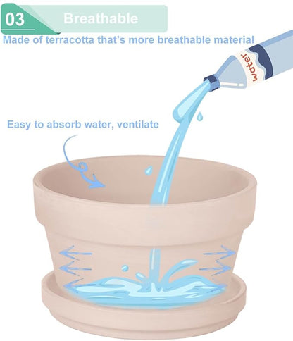 vensovo 5.7 Inch Pink Terracotta Shallow Succulent Pots - 6 Pack Terra Cotta Clay Pot with Saucer, Cacuts Indoor and Outdoor Planters with Drainage Hole