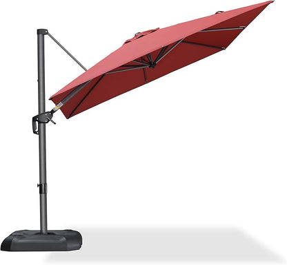PURPLE LEAF 8 Feet Patio Umbrella Outdoor Cantilever Square Umbrella Aluminum Offset Umbrella with 360-degree Rotation for Garden Deck Pool Patio Terra