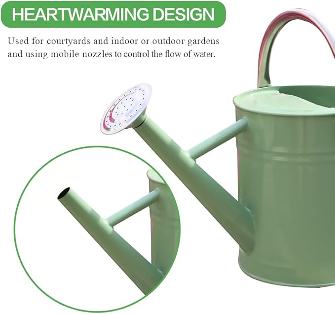 Metal Watering Can, One Gallon Watering Cans Stainless Steel for Outdoor Indoor Garden Plants Watering (Cream Green and Garden Scissors)