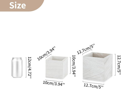 NUPTIO Wooden Box for Centerpiece Wedding: 6 Pcs Rustic Square Planter Box FarmhouseTable Fall Decor - 4×4" & 5×5" Whitewashed Small Wood Vases Flower Pots for Windowsill Home Garden