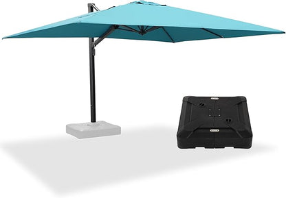 PURPLE LEAF 10' X 13' Rectangle Patio Umbrella with Base Large Windproof Offset Hanging Outdoor Umbrella Cantilever Umbrella Outdoor Patio Turquiose