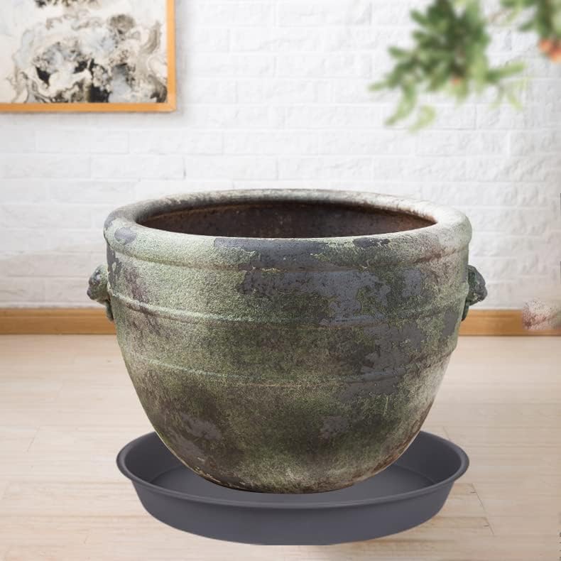 Plant Saucer, 2 Pack Largee Plant Saucer 18 19 inch (19", Cement Gray)