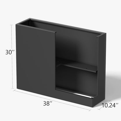 Stoog 38" Metal Tall Rectangular Planters Set of 2 - All-Weather Planter Box for Indoor/Outdoor Use, with Removable Insert Shelf, for Plants, Flowers, Garden, Black